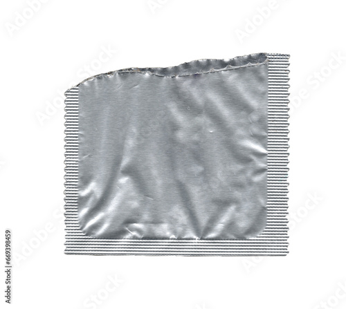 Photography torn condom wrapper on isolated png background