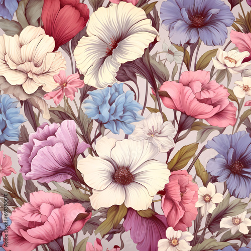 Floral Pattern on a light background in a vintage style
