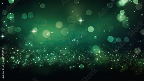 Christmas background with green lights