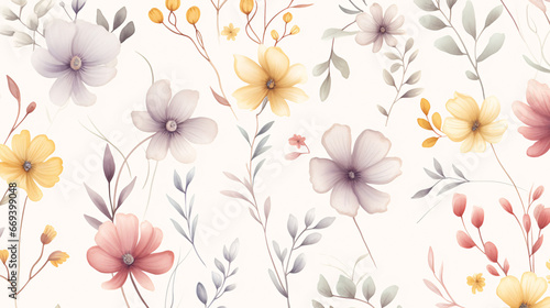 Wallpaper Mural Floral Pattern on a light background in a vintage style Torontodigital.ca