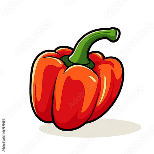Bell pepper hand-drawn illustration. Bell pepper. Vector doodle style cartoon illustration