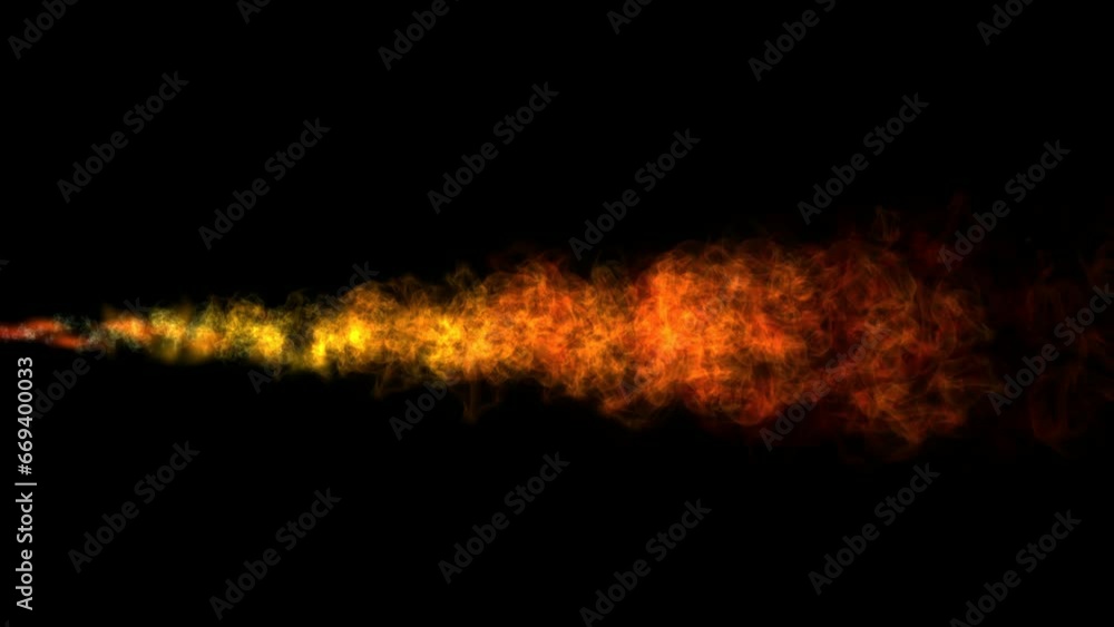 Intense flare of dragon fire, jet of fire