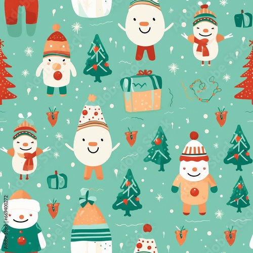 christmas seamless pattern Snowy Delights: Kid's Clothes in Fabric © siriwan