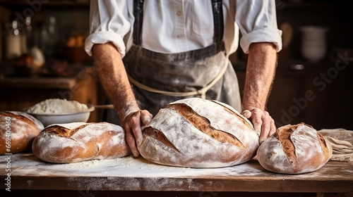 baker kneading dough