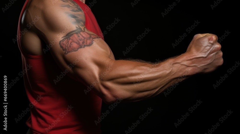 Showcasing well-defined arm muscles with pride