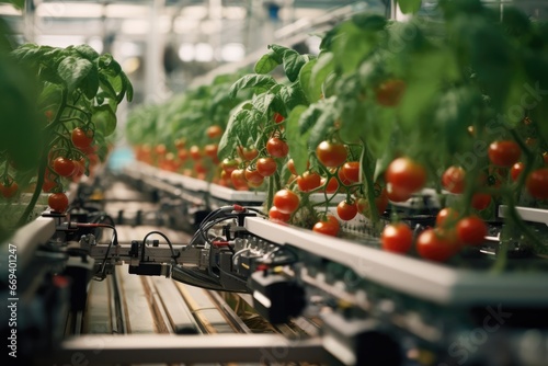 Intelligent Robots Tending To Tomato Crops In Greenhouses