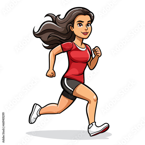 Female runner hand-drawn illustration. Female runner. Vector doodle style cartoon illustration