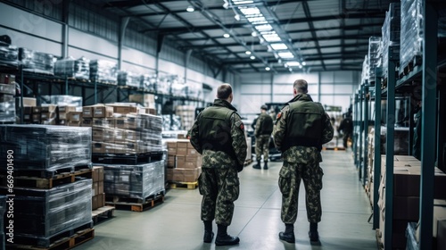 Hangar. A warehouse for provisions and ammunition at a military base. Loading and unloading operations, accounting and redistribution of provisions. photo