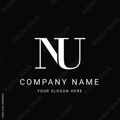 NU Letter Initial Logo Design Template Vector Illustration