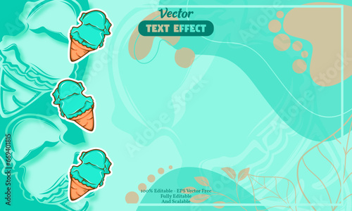 cute mint ice cream hand drawn pattern background