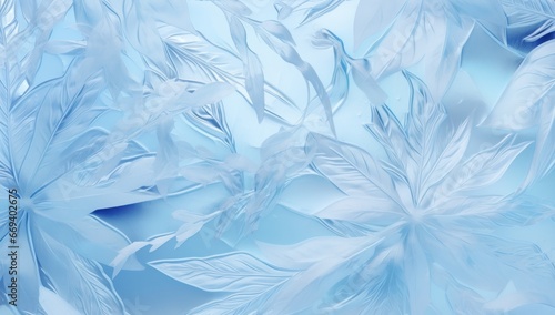 An intricate close-up of ice formations with beautiful crystalline patterns. Ideal for winter-themed projects, backgrounds, or climate discussions.