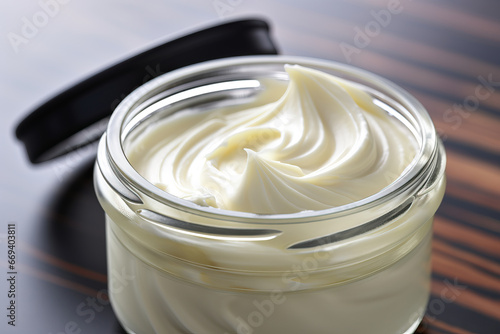 Close-Up of Refreshing Cold Cream in Jar photo