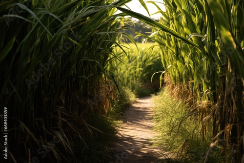Sunlit Sugar Cane In Plantation Setting