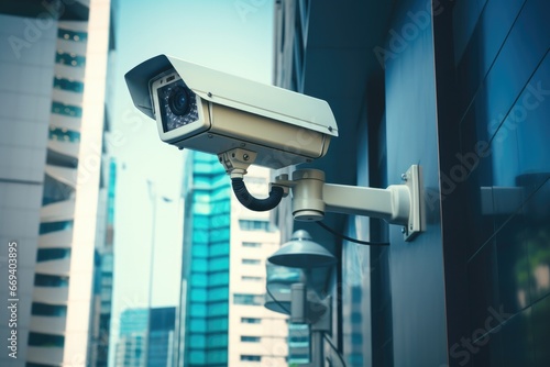 Surveillance Camera In Smart City Monitoring Office Buildings