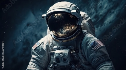 Intriguing image of an astronaut floating in the vastness of space, surrounded by the mystery of the cosmos. Perfect for science, exploration, and adventure themes.