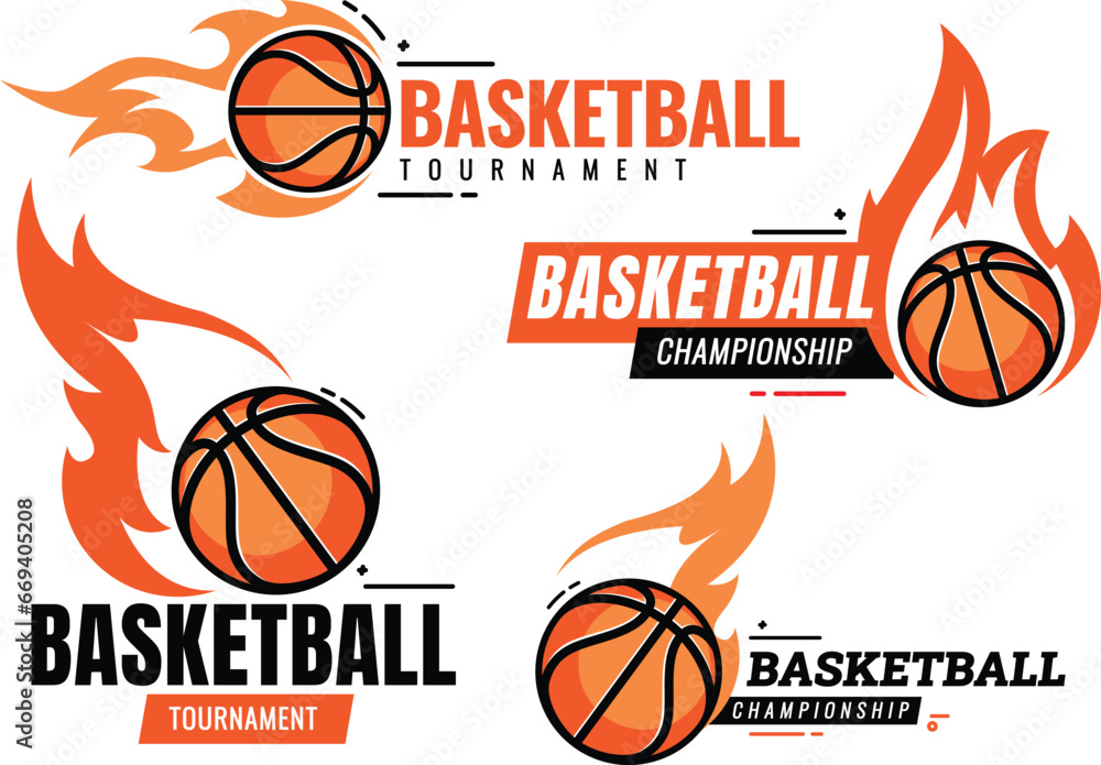 Basketball ball football tournament icons. Symbol or emblem. vector illustration