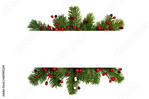 Christmas frame of tree branches