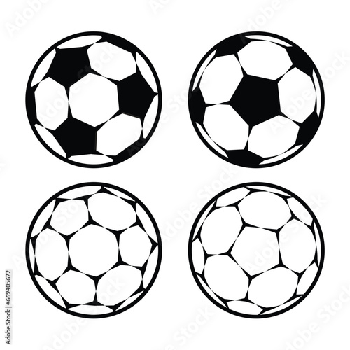 Soccer ball icons. Symbol or emblem. Vector illustration.