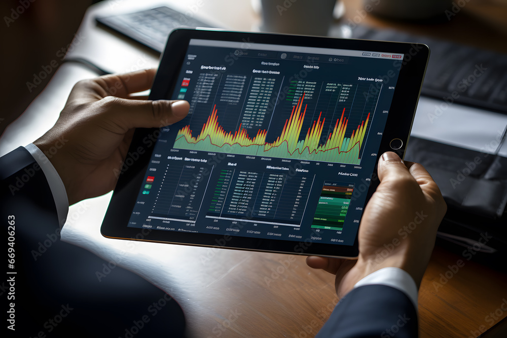 Tablet Insights: Businessman and Stock Charts
Tablet Insights: Businessman and Stock Charts