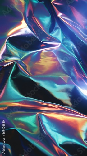 Shiny metallic holographic foil material texture background