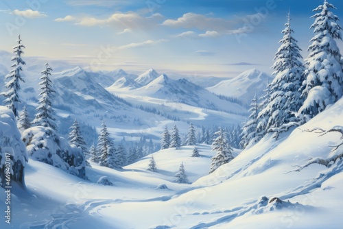 雪に覆われた山の風景 © hekikuu