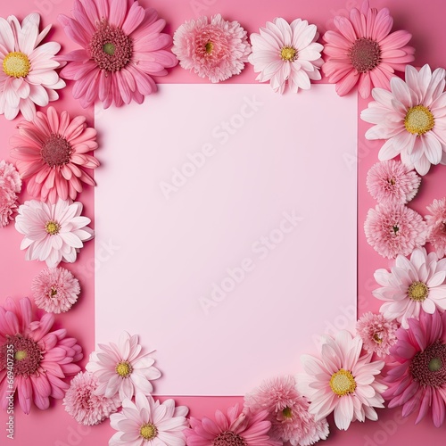 Pink flower background with an empty space for note