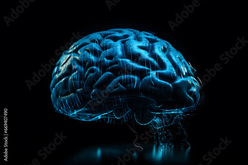 Neural Luminescence: Glowing Blue Cerebrum 