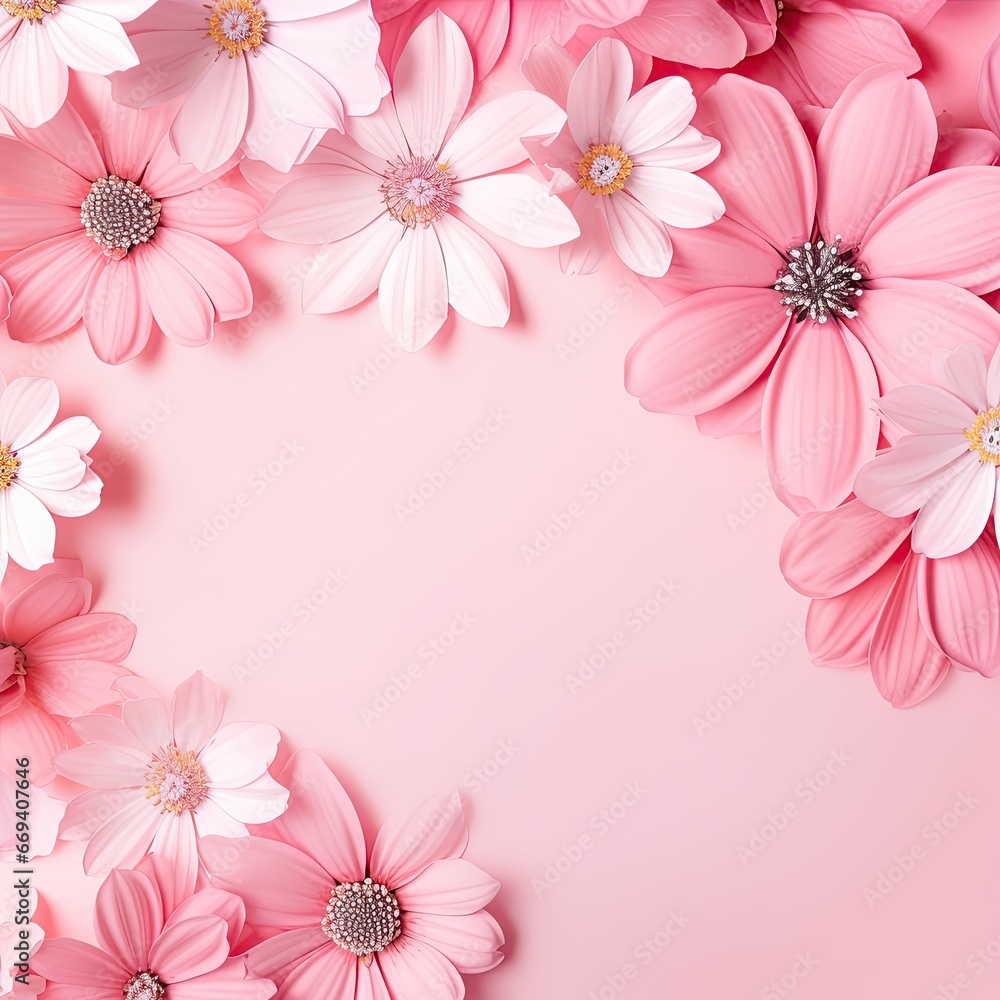 Pink flower background with an empty space for note Pink flower background with an empty space for note