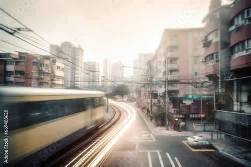 blurred urban scenery. Generative AI