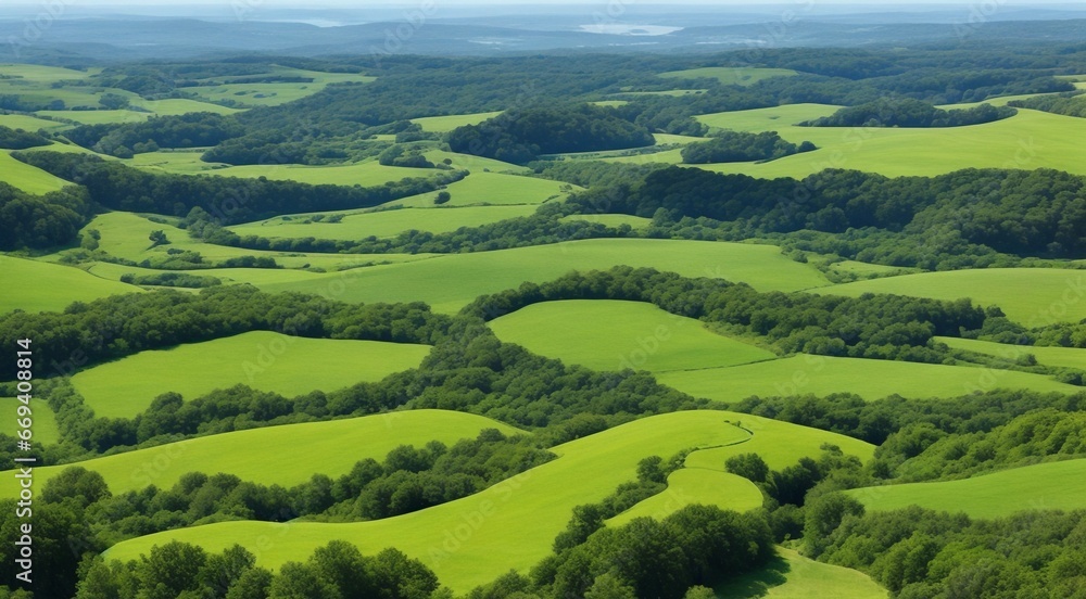 landscape with grass and sky, landscape with fields, panoramic view of green field landscape, green field