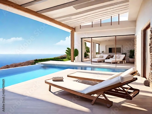 luxury home with swimming pool generative ai © Mdmostafijor