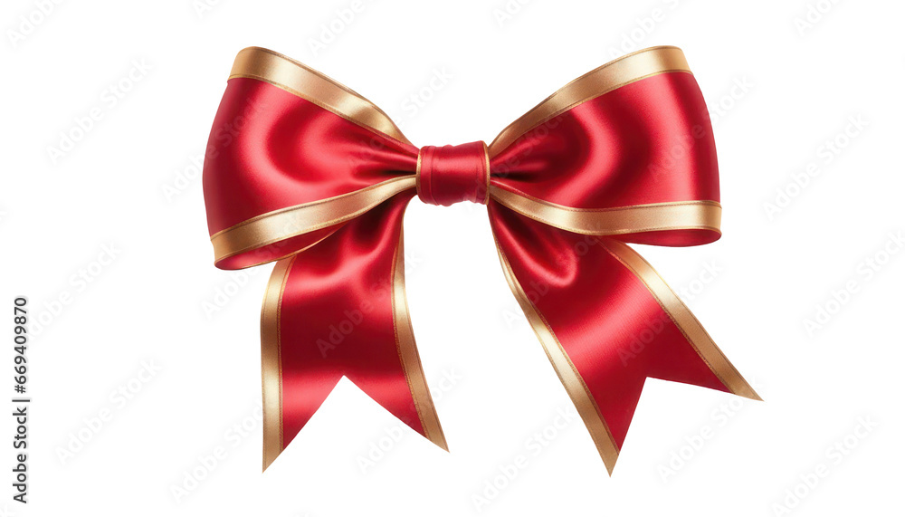 Red and gold gift bow isolated png file