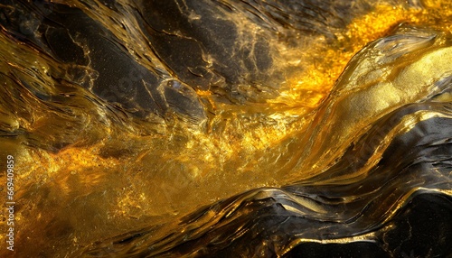Golden sparkling glitters abstract background, luxury black acrylic paint © CreativeStock