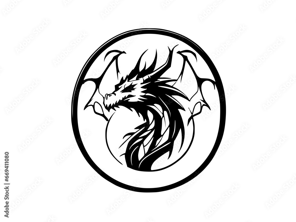 Obraz premium minimalist dragon logo design