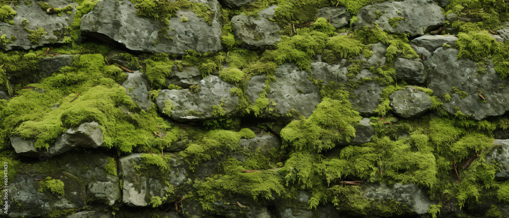 Mossy Stone Wall Ultrawide Texture Background Wallpaper 