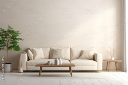 Contemporary Home Interior with White Sofa - Clean and Serene