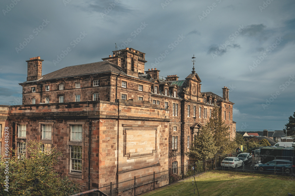 Edinburgh a historic structure with dramatic skies looming overhead