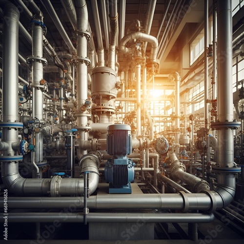 Wallpaper Mural Large water pump motor system in industrial plants  with AI generated Torontodigital.ca