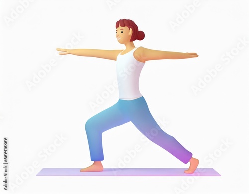 3D Character with fitness yoga, Yoga in standing position, fitness cartoon practice yoga. AI generated.