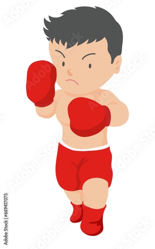 左フックを打つ男子ボクサー