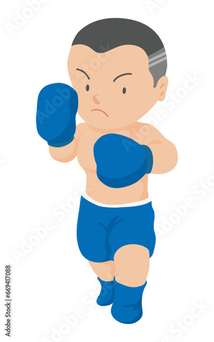 左フックを打つ男子ボクサー