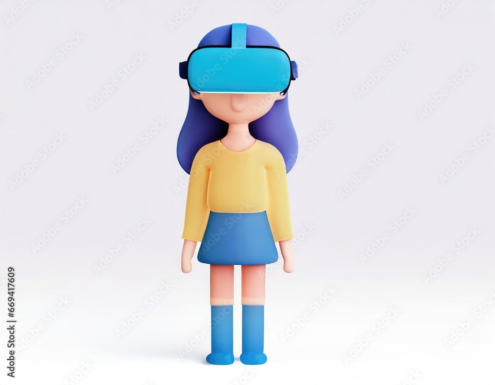 3D Character wearing virtual reality headset and interaction in metaverse. AI generated. 3D Character wearing virtual reality headset and interaction in metaverse. AI generated.