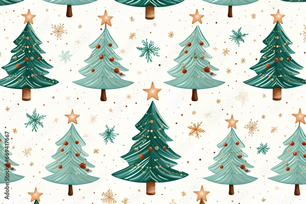 Christmas pattern, fun and nostolgic on white background. generative AI