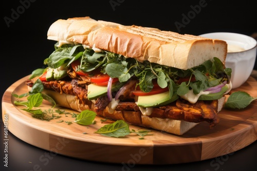 sandwich with salmon and vegetables