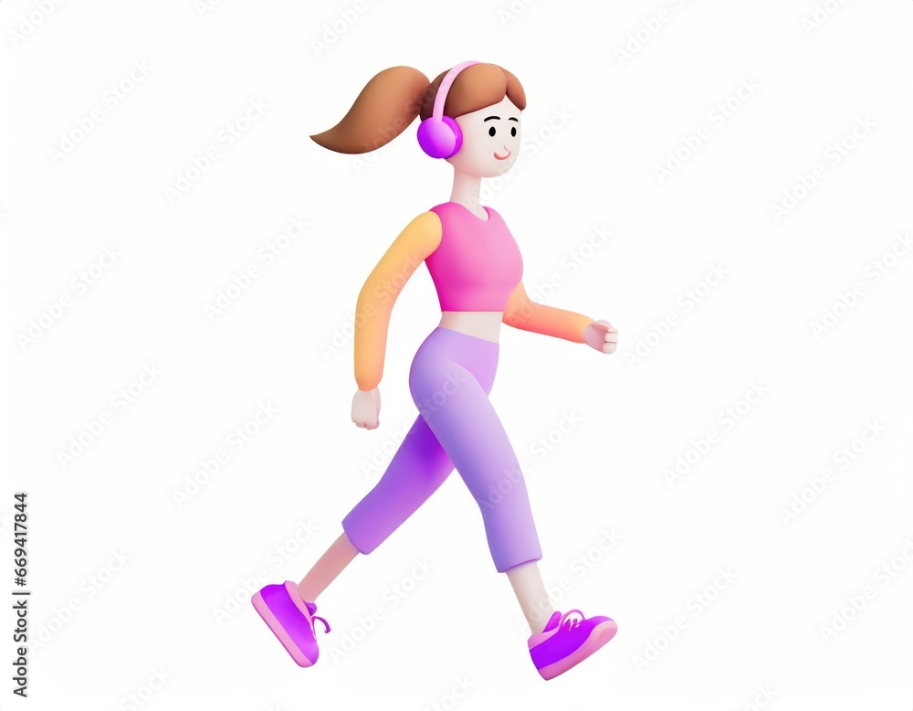 3D Character women with exercise clothes running. AI generated. 3D Character women with exercise clothes running. AI generated.
