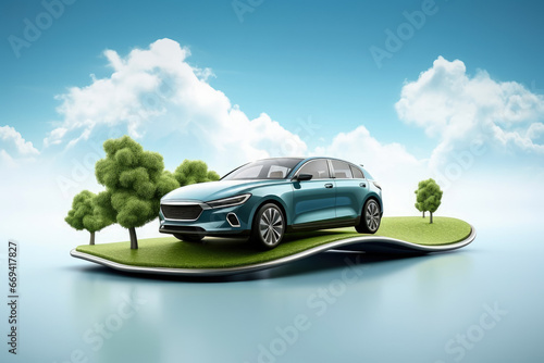 3D Style , SUV Car with road isolated photo