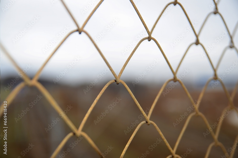 Fototapeta premium Chain link grid fence