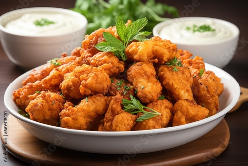 deep fried nuggets with sauce