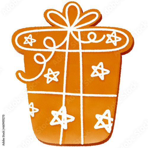 christmas gift box with ribbon gingerbread