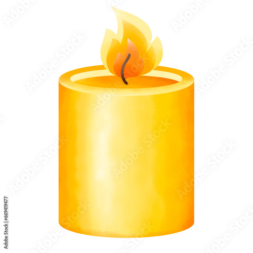 burning candle isolated on white background